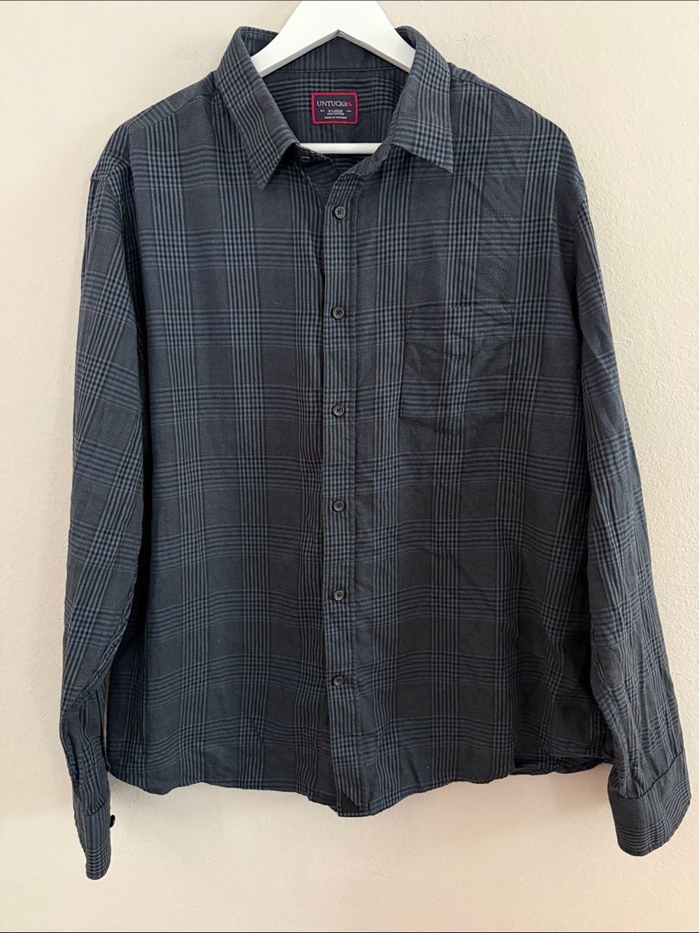 UNTUCKit Men's XL Dark Gray Glen Plaid Long Sleeve Button Down Shirt [PH0765]